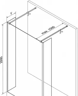 Sprchové dvere MEXEN/S - Kioto Sprchová zástena WALK-IN voľne stojaca 150 x 30 x 30 cm, čierny vzor, meď kartáčovaná 800-150-030-222-65-70-030