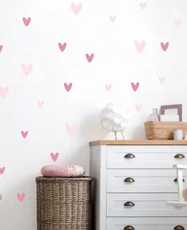 Nálepky na stenu Nálepky na stenu pre dievča - Ružové srdiečka