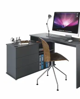 Písacie stoly Univerzálny rohový PC stôl, grafit, TERINO