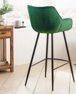 Barové stoličky LuxD Dizajnová barová stolička Kiara smaragdový zamat