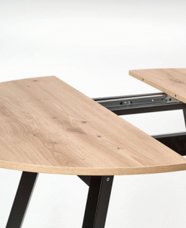 Jedálenské stoly HALMAR Ruben okrúhly rozkladací jedálenský stôl dub artisan / čierna