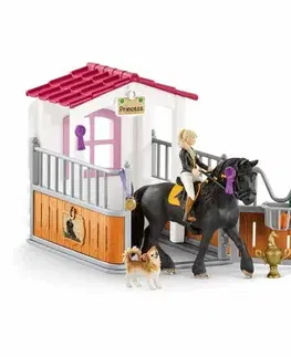 Drevené hračky Schleich 42437 stajňa s koňom klubová, Tori a Princess, 24,5 x 19 x 8,2 cm