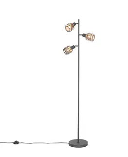Stojace lampy Dizajnová stojaca lampa čierna so zlatým 3-svetlom - Noud
