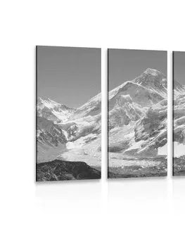 Čiernobiele obrazy 5-dielny obraz nádherný vrchol hory v čiernobielom prevedení