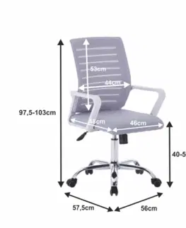 Kancelárske stoličky KONDELA Cage kancelárska stolička s podrúčkami sivá / biela / chróm