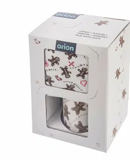 Hrnčeky a šálky Orion Darčekový hrnček s ponožkami dámske Perníček 350 ml