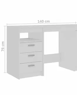 Pracovné stoly Písací stôl so zásuvkami a skrinkou 140x50 cm Dekorhome Dub sonoma / biela
