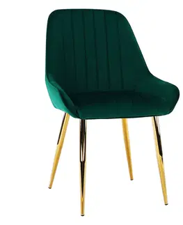 Stoličky Jedálenská stolička, smaragdová/gold chróm-zlatý, PERLIA