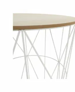 Konferenčné stolíky Príručný stolík, prírodná/biela, NANCER TYP 3