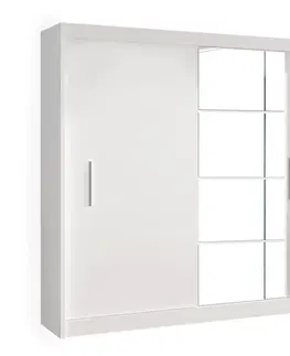 Šatníkové skrine Skriňa s posuvnými dverami, biela, 180x215, LOW