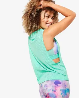 tričká Dámske voľné tielko na tanečný fitness mätovo zelené