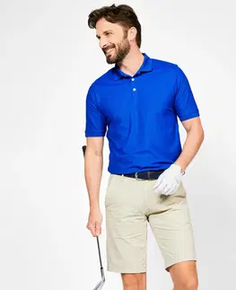 dresy Pánska golfová polokošeľa s krátkym rukávom WW500 indigo
