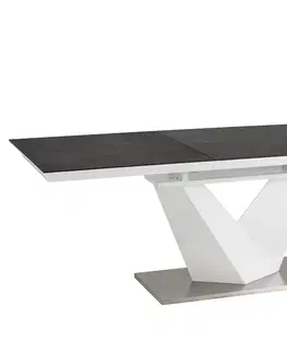 Jedálenské stoly Signal Stôl ALARAS II čierny vzor kameňa / biely lak160(220)x90