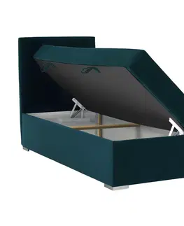 Postele Boxspringová posteľ, jednolôžko, zelená, 90x200, ľavá, SAFRA