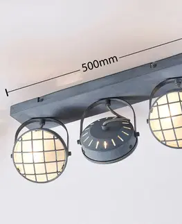Bodové svetlá Lindby Sivé stropné svietidlo Tamin v priemyselnom štýle
