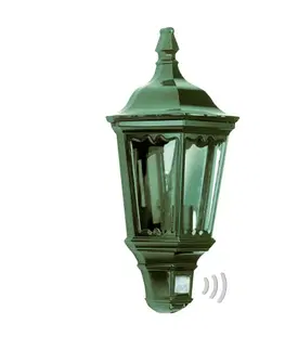 Vonkajšie nástenné svietidlá so senzorom K.S. Verlichting Praktické vonkajšie nástenné svietidlo Ancona, zelené