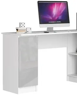 Písacie stoly Moderný písací stôl SCYL155P, biely / metalický lesk