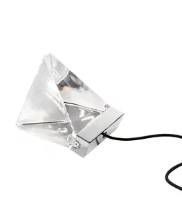 Stolové lampy Fabbian Fabbian Tripla krištáľová stolná lampa LED hliník
