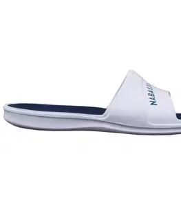 obuv Pánske plavecké šľapky 500 bielo-modré