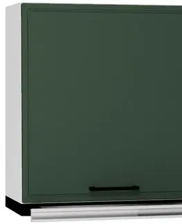 Kuchynské skrinky visiace Kuchynské skrinka Emily W60/68 Slim s striebro kapucňou zelená mat