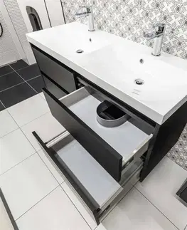 Kúpeľňový nábytok MEREO - Mailo, kúpeľňová skrinka s umývadlom z liateho mramoru 101 cm, antracit, chróm madlo CN532M