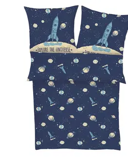 Obliečky s.Oliver Bavlnené obliečky Explore the universe, 140 x 200 cm, 70 x 90 cm