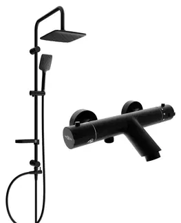Sprchy a sprchové panely MEXEN/S - Sven sprchový stĺp vrátane vaňovej termostatickej batérie Kai, čierna 77300262-70
