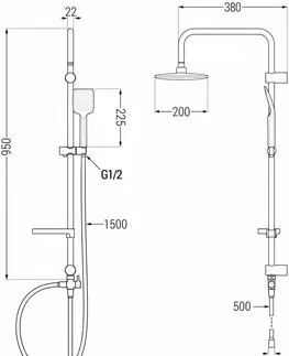 Sprchy a sprchové panely MEXEN/S - Sven sprchový stĺp vrátane vaňovej termostatickej batérie Nox, čierna 77350262-70