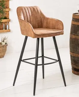 Barové stoličky LuxD Dizajnová barová stolička Esmeralda vintage hnedá