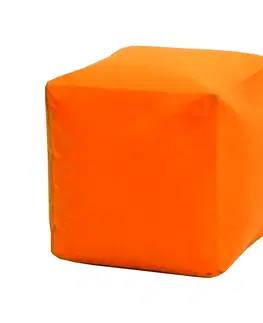 Sedacie vaky Sedací taburet CUBE oranžový s náplňou