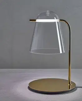 Lampy na nočný stolík Prandina Prandina Sino T3 stolová LED lampa číra/zlatá