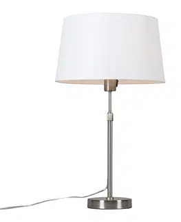 Stolove lampy Stolová lampa oceľová s tienidlom biela 35 cm nastaviteľná - Parte