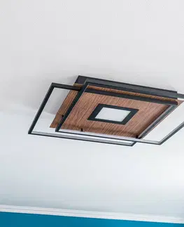 Stropné svietidlá Lucande Stropné svietidlo Lucande Jirya LED, CCT, drevo