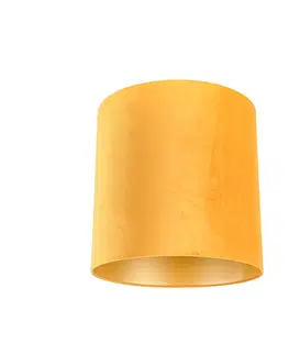 Tienidlo na lampu Velúrové tienidlo žlté 40/40/40 so zlatým interiérom