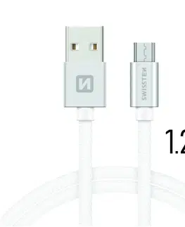 Dáta príslušenstvo Dátový kábel Swissten textilný s Micro-USB konektorom a podporou rýchlonabíjania, strieborný 71522203