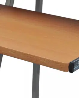 Pracovné stoly PC stôl s policou na kolieskach Dekorhome Hnedá