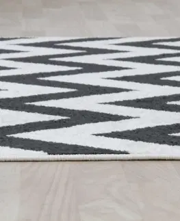 Koberce a koberčeky KONDELA Adisa koberec 67x120 cm slonovinová / tmavosivá