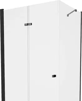 Vane MEXEN/S - Lima sprchovací kút zalamovacie dvere 80 x 100, transparent, čierny + Flat čierna vanička so sifónom 856-080-100-70-00-4070B