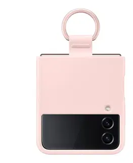Puzdrá na mobilné telefóny Zadný kryt Silicone Cover s držiakom na prst pre Samsung Galaxy Z Flip4, ružová EF-PF721TPEGWW