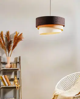 Závesné svietidlá Duolla Závesná lampa Devon, hnedá/béžová/ekru/zlatá Ø45cm