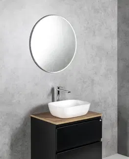 Kúpeľňa AQUALINE - ALTAIR skrinka s doskou 68 cm, čierna mat/dub emporio AI670-01