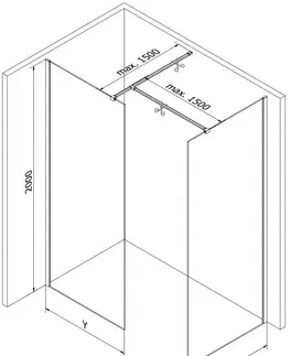 Sprchové dvere MEXEN/S - Kioto Sprchová zástena Walk-in 160 x 90 cm, čierny vzor, biela 800-160-202-20-70-090