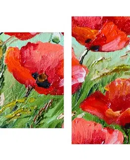 Obrazy kvetov 5-dielny obraz červené maky v poli
