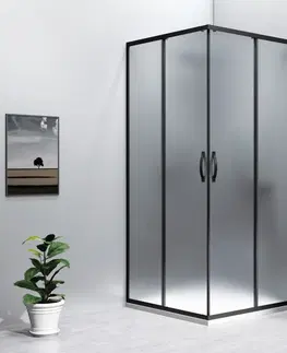 Sprchové dvere GELCO - SIGMA SIMPLY BLACK štvorcová sprchová zástena 800x800 rohový vstup, Brick sklo GS2480B-01