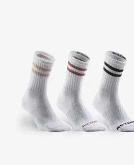 bedminton Tenisové ponožky RS 500 vysoké ľanové biele (3 páry)