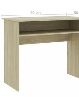 Pracovné stoly Písací stôl s policou 90x50 cm Dekorhome Čierna lesk