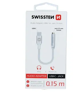 USB káble Audio adaptér Swissten USB-CJack (samica) 0,15 m, strieborný 73501302