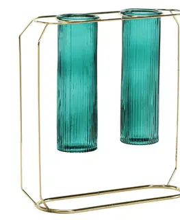 Dekoratívne vázy Dvojváza, smaragdová/zlatá, ROSEIN TYP 2