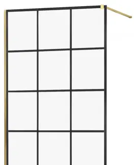 Sprchové dvere MEXEN/S - KIOTO Sprchová zástena WALK-IN 120x200 cm 8 mm, zlatá, čierny vzor 1 800-120-101-50-77