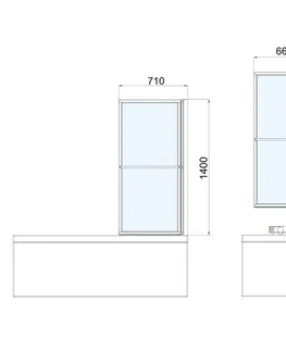 Sprchové dvere POLYSAN - KAGERA vaňová zástena s pneumatickým zdvihom, š.710, čierna matná, číre sklo 30336B